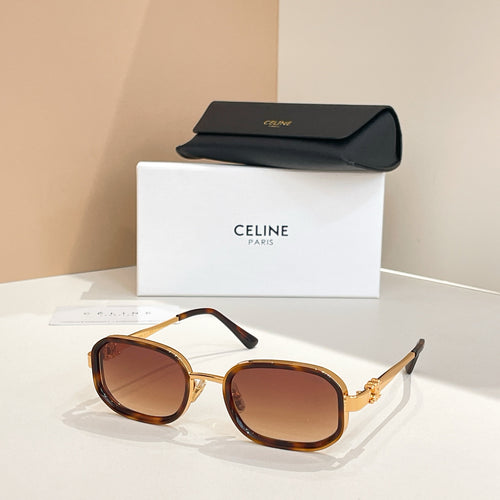 Square sunglasses with tortoiseshell frames and tinted brown lenses, temple arms visible