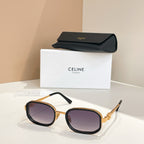 Square sunglasses with tortoiseshell frames and tinted purple lenses, temple arms visible
