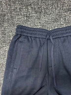 Dior pants, slate blue wide-leg with elastic waistband and tied drawstring