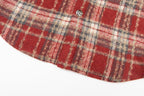 Chrome long clothes plaid hem with round metallic button
