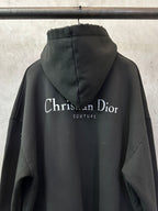 Black Dior hooded sweatshirt with large back logo and Couture text.