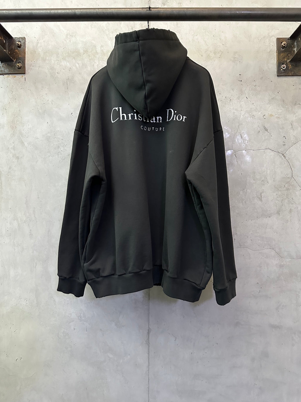 Black Christian Dior hooded sweatshirt, back logo print, long sleeves.