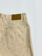 Beige Louis Vuitton monogram pants with flap pocket and logo patch