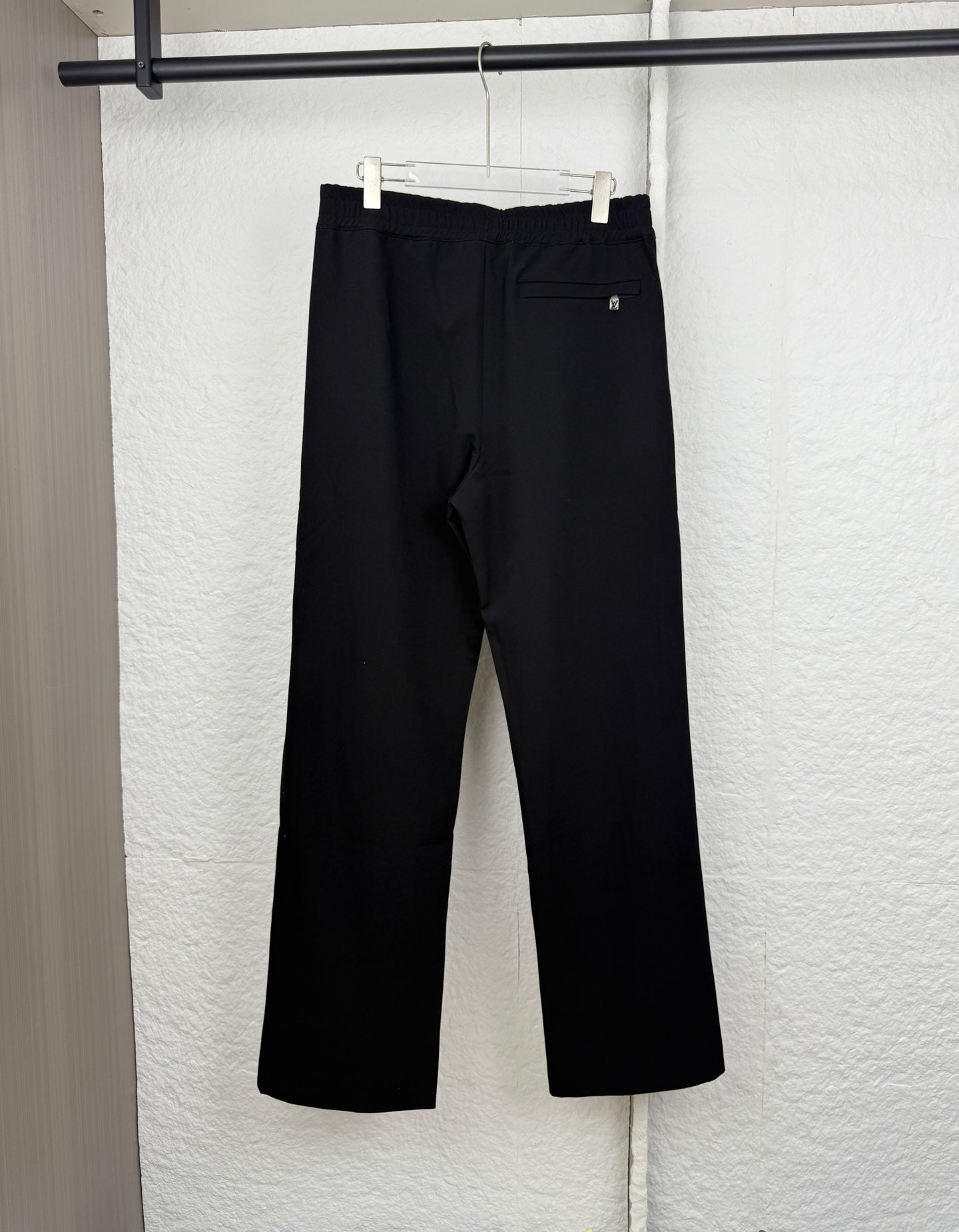 Louis Vuitton black drawstring pants with side logo patch