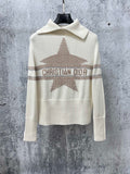 Dior knit sweater with ribbed crew collar and star intarsia design