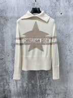 Dior knit sweater with ribbed crew collar and star intarsia design