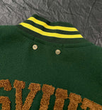 Green Louis Vuitton jacket ribbed collar with yellow striped trim