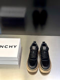 Givenchy low-top sneakers, black with logo tongue and cream platform soles