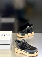Black lace-up Givenchy sneakers with logo tongue and cream outsole