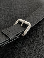 Fendi leather bag strap buckle and clasp on pebbled black finish.