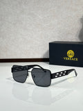 Versace sunglasses with black frames and dark gray lenses
