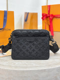 Louis Vuitton black monogram crossbody bag with zip top and adjustable shoulder strap