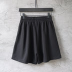 Balenciaga black shorts with gathered elastic waist and pleated front
