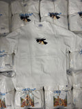 Off White T-shirt, white crewneck with small chest graphic and brand logo