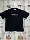 Black T-shirt with Off-White logo across the chest