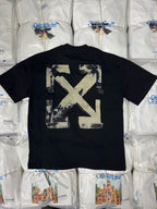 Black T-shirt with large Off-White X graphic on the back
