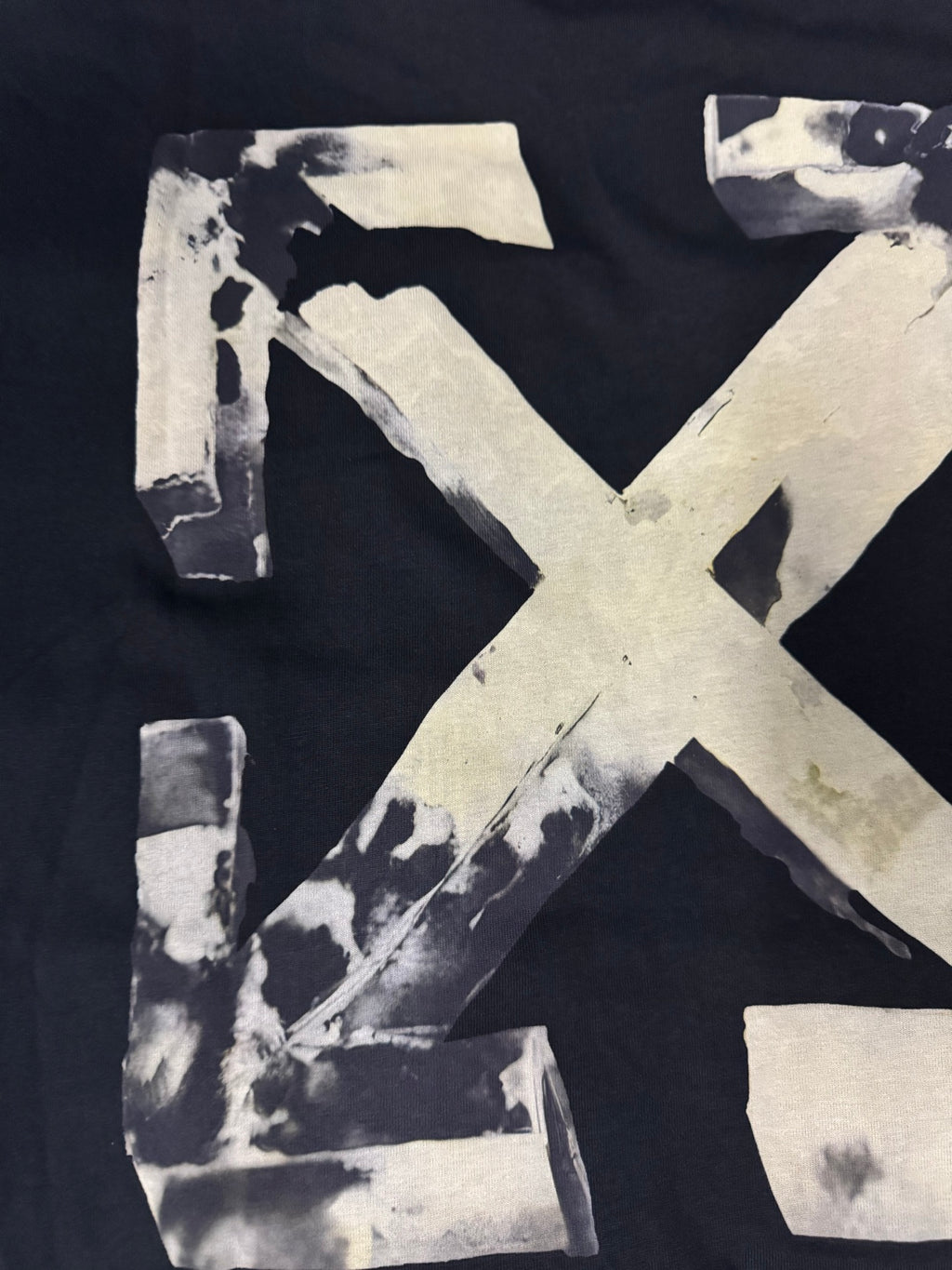 Black T-shirt close view: off-white Off-White X graphic details