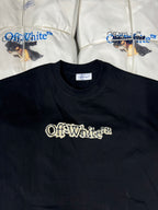 Black T-shirt with Off-White logo print on the chest