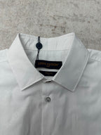 Louis Vuitton white button-up shirt collar with snap buttons and logo inner label