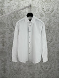 Louis Vuitton white long-sleeve button-up shirt with pointed collar and button placket