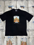 Off-White dark graphic T-shirt with colorful speaker tower print