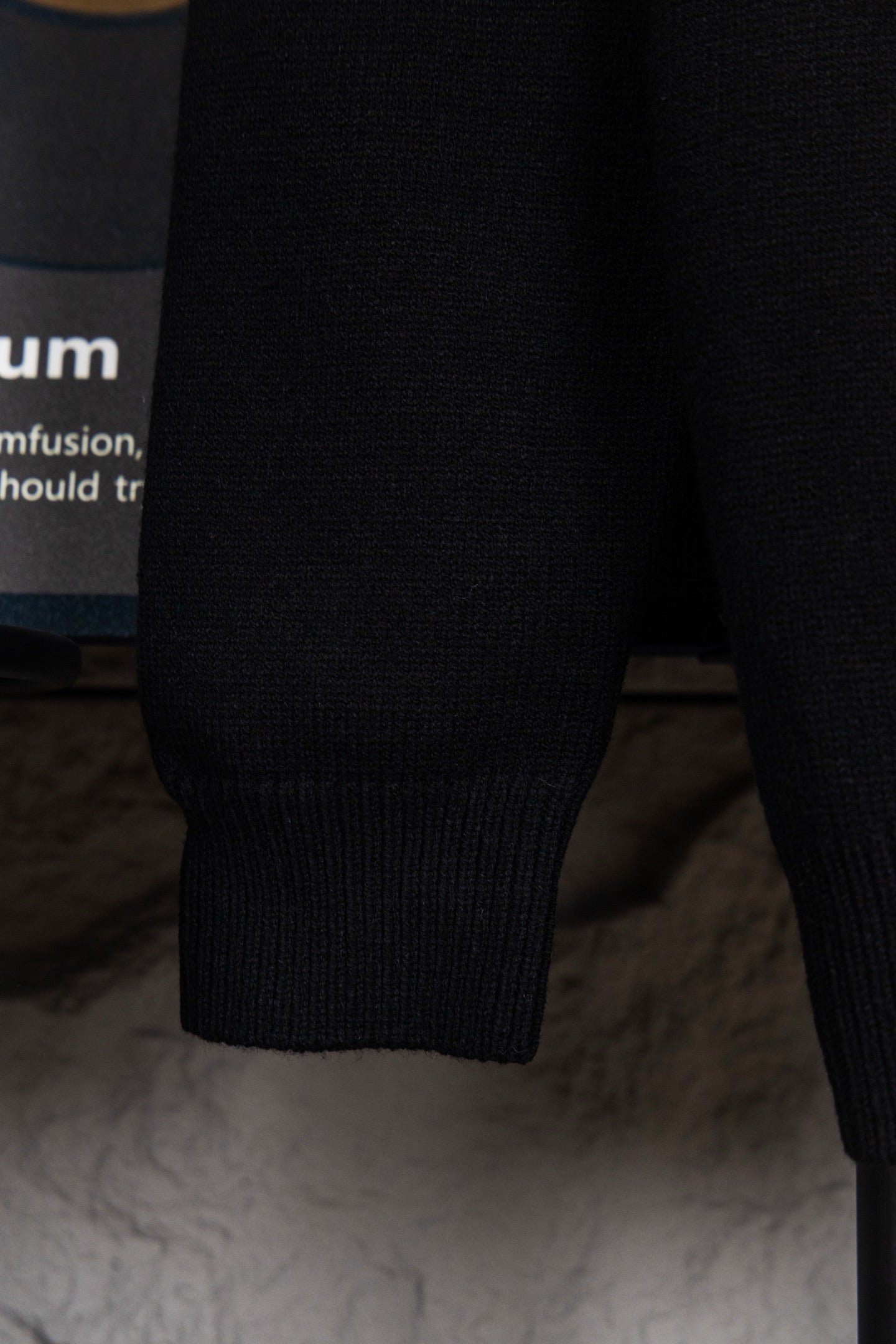 Louis Vuitton black sweater sleeve with ribbed cuff