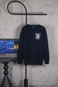 Louis Vuitton black crewneck long-sleeve sweater with crest graphic on chest