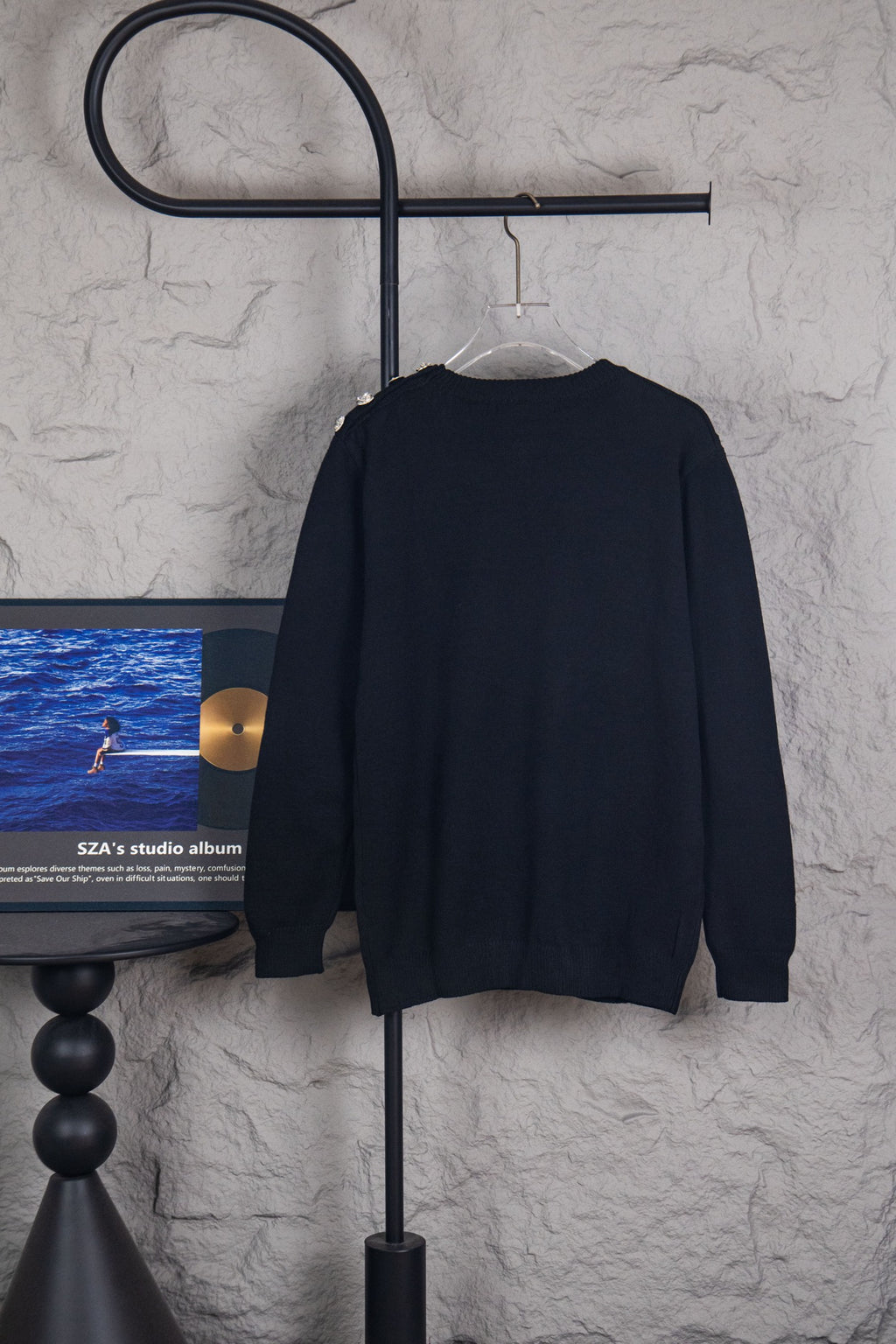 Louis Vuitton black crewneck long-sleeve sweater, back view