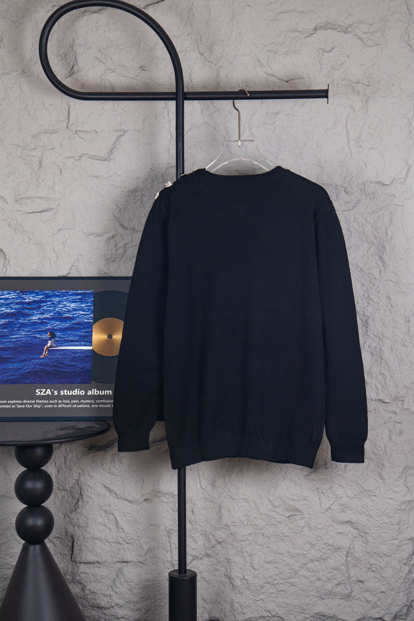 Louis Vuitton black crewneck long-sleeve sweater, back view
