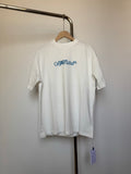 Off White T-shirt, off-white, blue front graphic print, short sleeves, crew neck