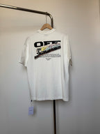Off White graphic T-shirt, back view with large black text logo print