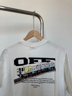 Off-White white T-shirt back graphic with bold black 'OFF' design