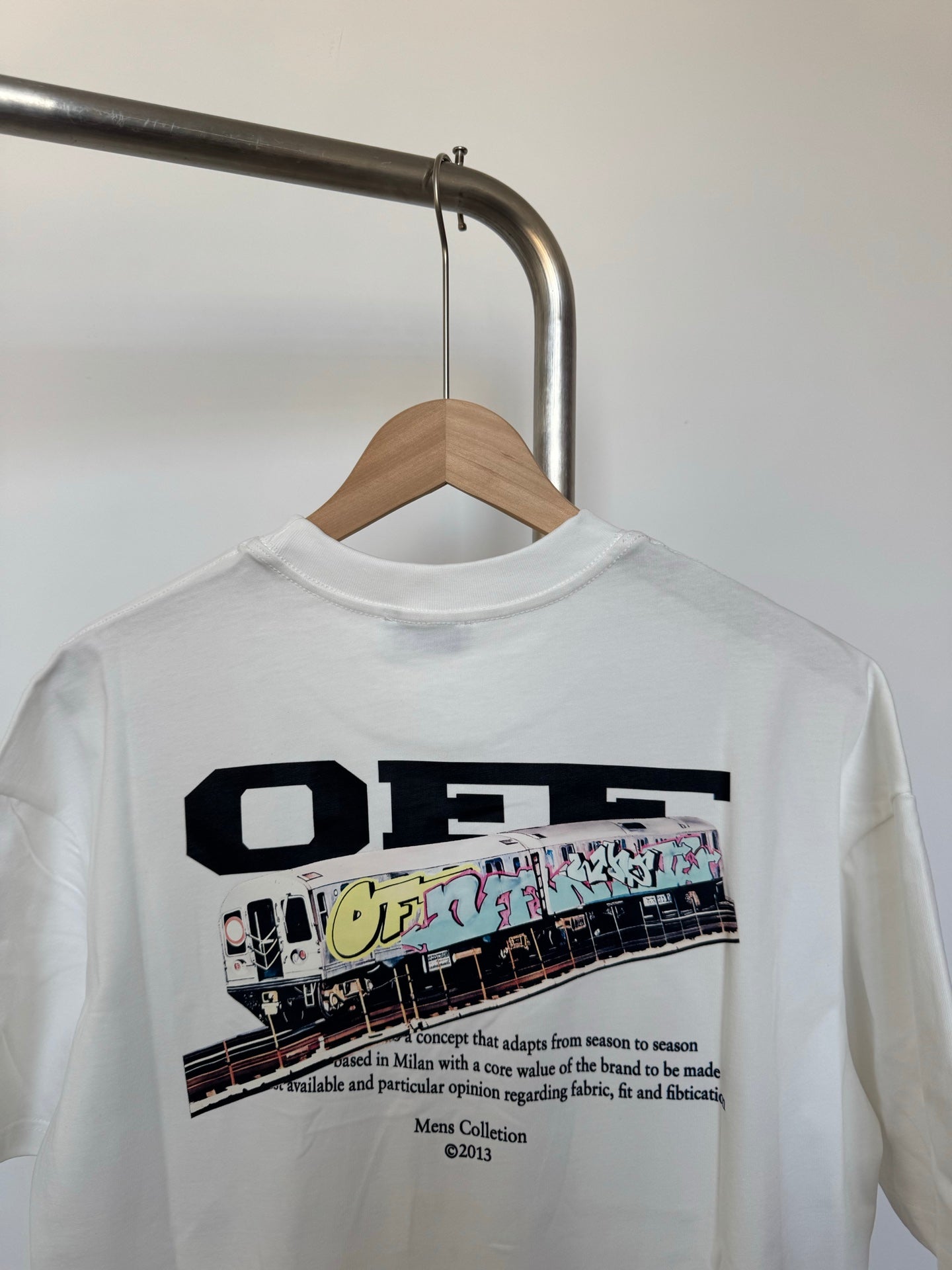 Off-White white T-shirt back graphic with bold black 'OFF' design