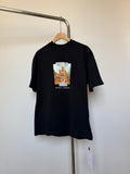 Off White T-shirt in dark color with small colorful graphic on front