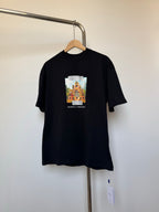 Off White T-shirt in dark color with small colorful graphic on front