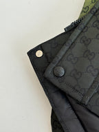 Gucci monogram long puffer jacket cuff with snap button and zipper pull