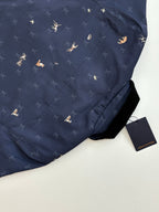 Navy Louis Vuitton jacket back section with allover monogram pattern