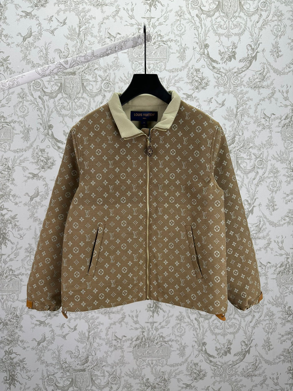 Louis Vuitton monogram zip jacket with stand collar, brown and beige