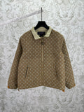 Louis Vuitton monogram zip jacket with stand collar, brown and beige