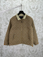 Louis Vuitton monogram zip jacket with stand collar, brown and beige