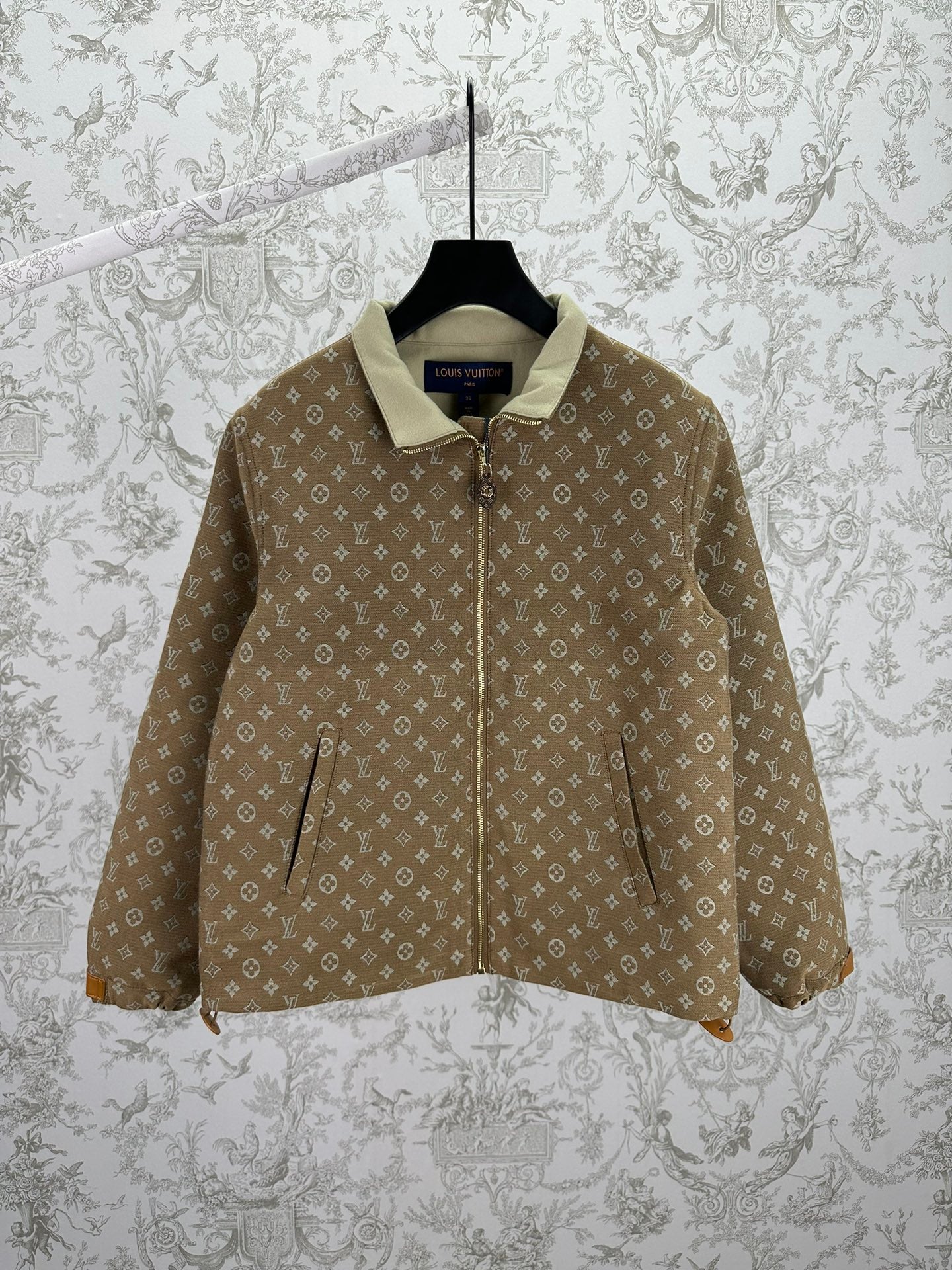 Louis Vuitton monogram zip jacket with stand collar, brown and beige