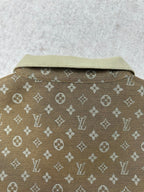 Monogram jacket back view with light-beige stand collar