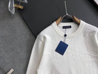 White Louis Vuitton sweatshirt with crewneck and subtle monogram pattern, front view