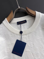 White Louis Vuitton crewneck sweatshirt with hanging tags, front detail