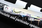 Off-White T-shirt print close-up with colorful train graphic and text