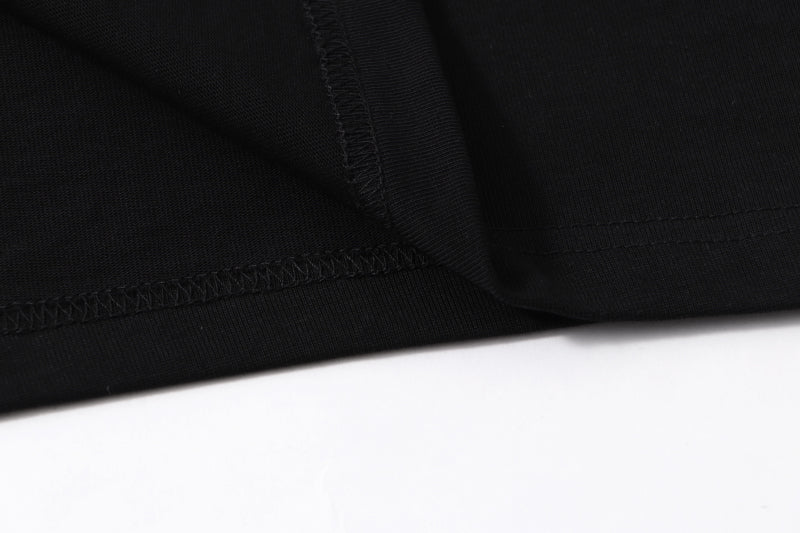 Off-White black T-shirt hem and stitching detail on fabric fold