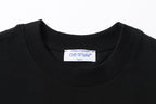 Off-White crewneck T-shirt neckline with inner label on black fabric