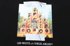 Black Off-White T-shirt with detailed front speaker collage graphic