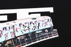 Off-White T-shirt print close-up of train graphic on black fabric