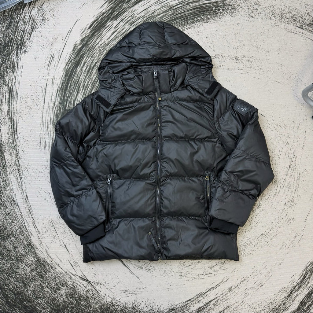 Burberry hooded puffer jacket, dark with full zip and side pockets